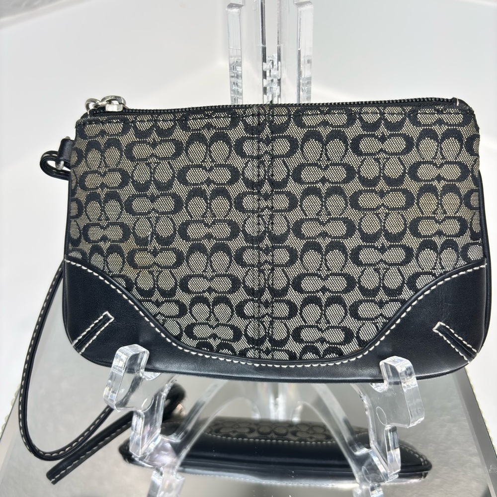 Coach Black and Tan Wristlet